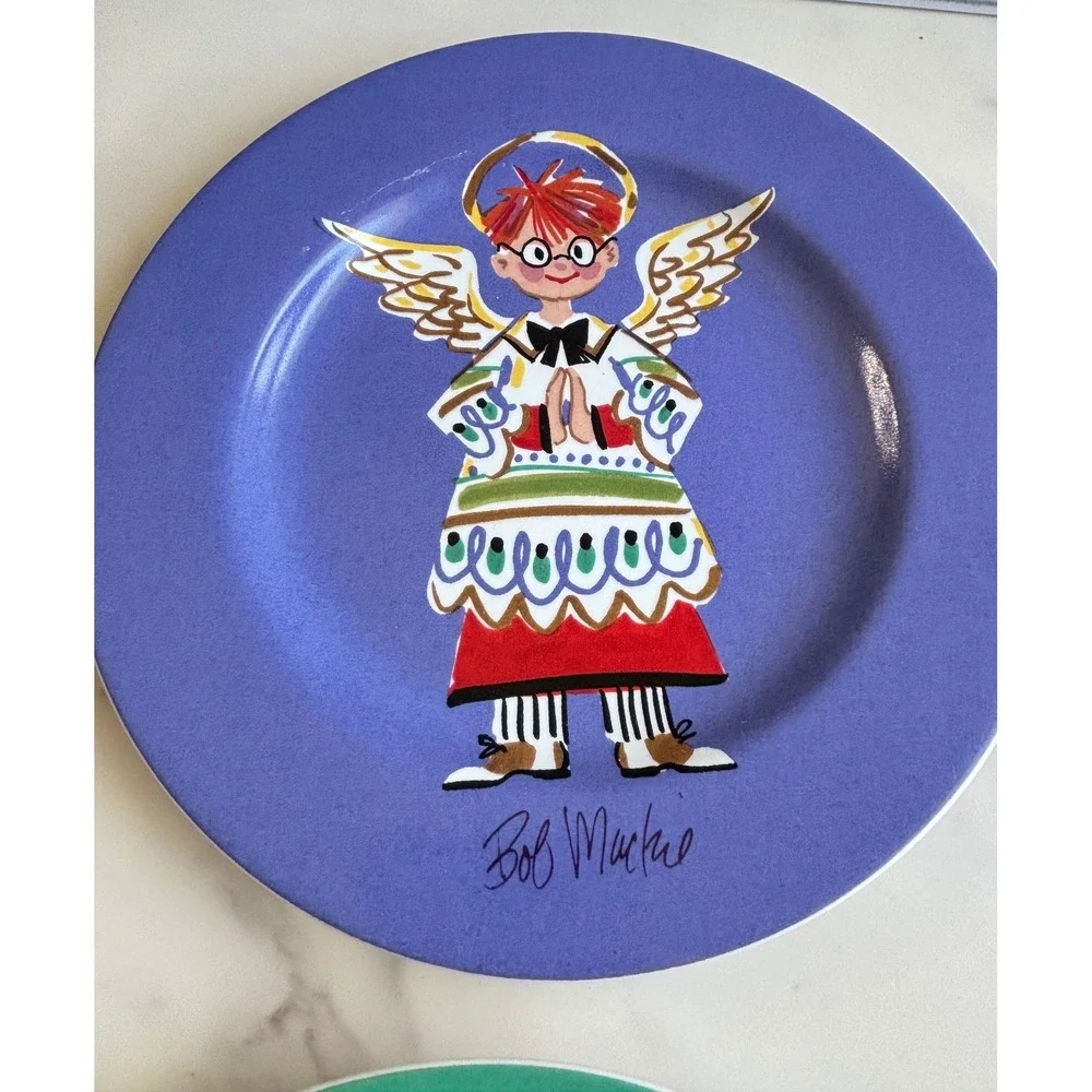 Bob Mackie Home‎ Sakura Happy Angel Stoneware Salad Plates 4 Pc Multicolor 8in
